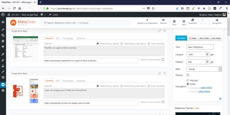 Extra : ajouter un diaporama de vos articles