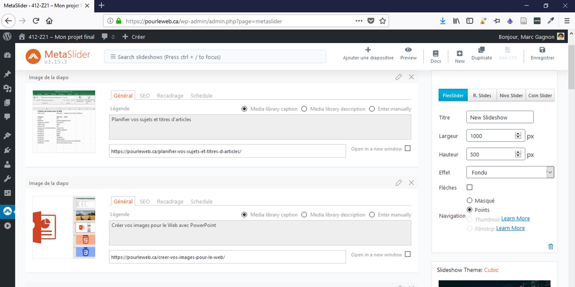 Extra : ajouter un diaporama de vos articles