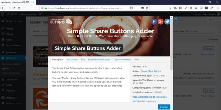 Ajouter une extension de médias sociaux