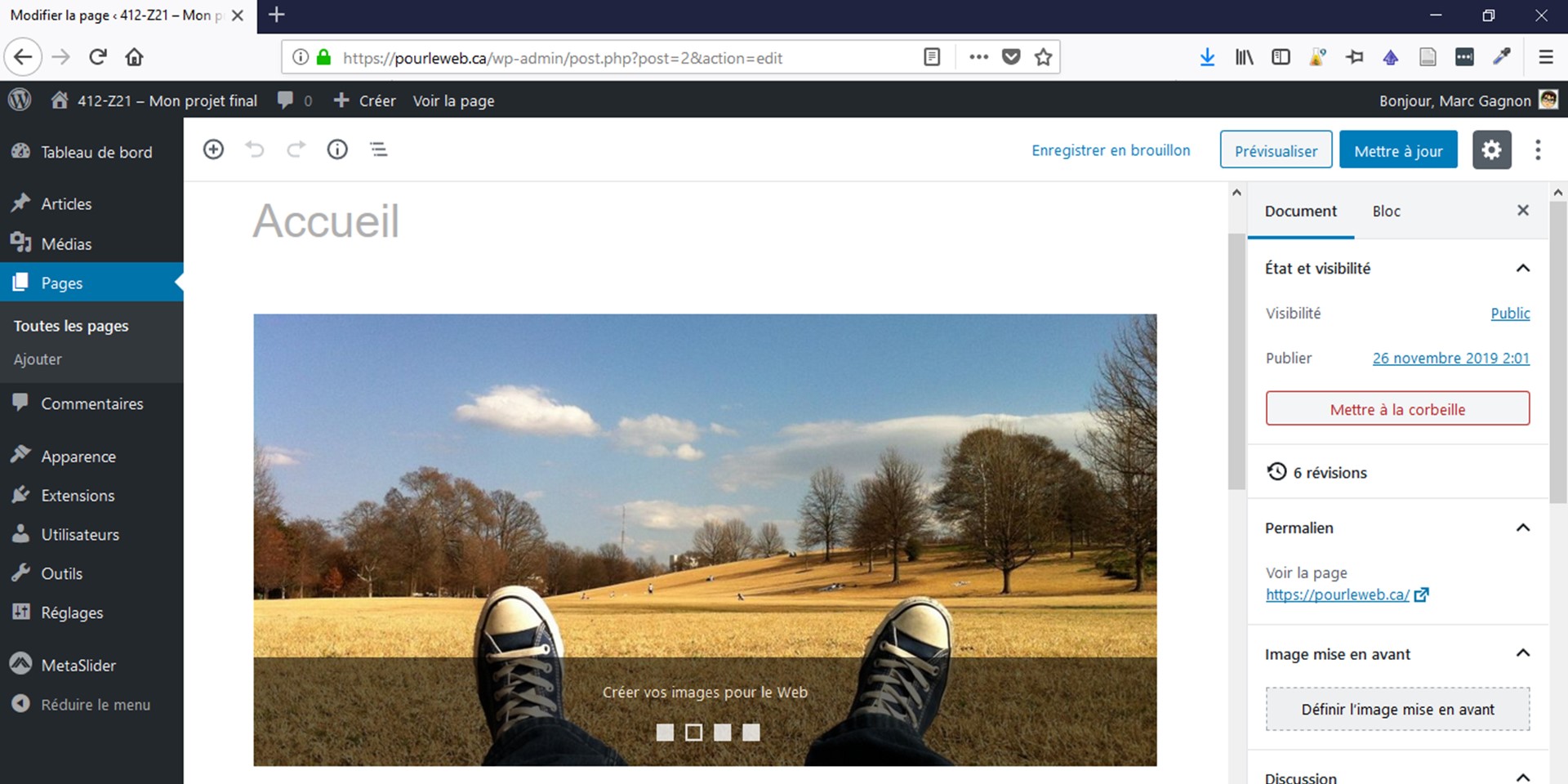 Créer la page d'accueil